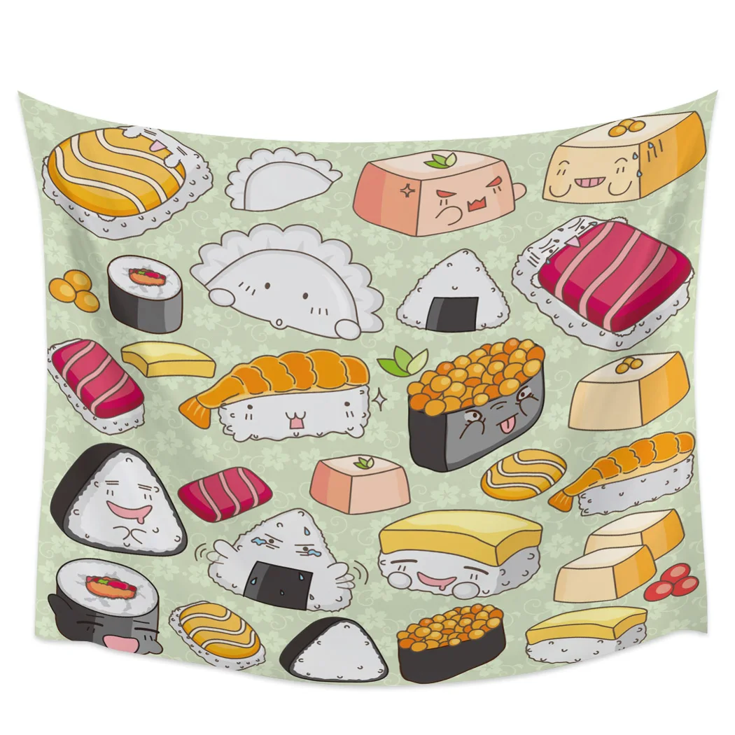 Sushi Japanese Culture Delicious Tapestry Background Wall Covering Home Decoration Blanket Bedroom Wall Hanging Tapestries