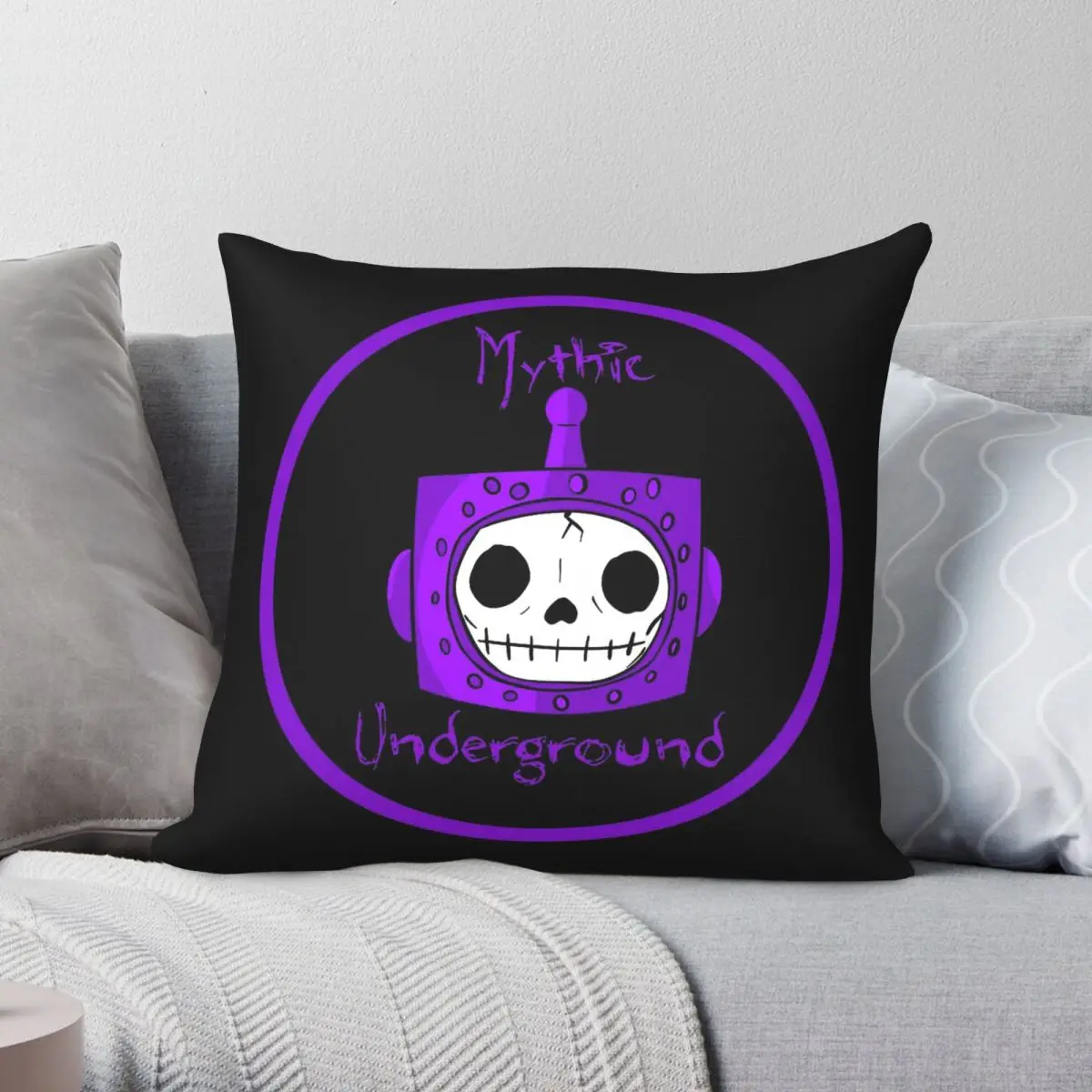 Mythic Underground Circle Skullbot Square Pillowcase Polyester Linen Velvet Printed Zip Decorative Bed Cushion Cover