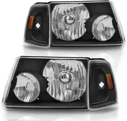 Sulinso Headlight Assembly Compatible with 2001-2011 Ford Ranger Headlight Assembly+Corner light OE Projector Headlamp Black