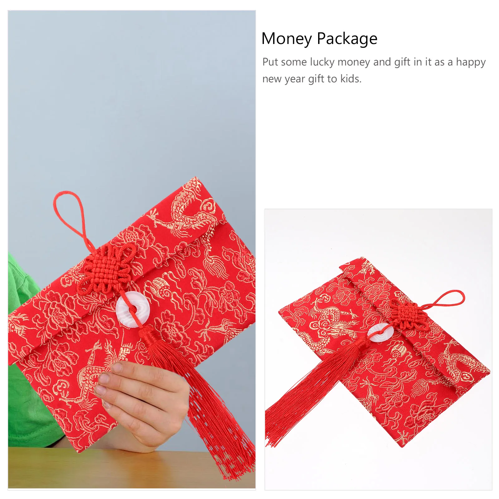 

2 Pcs Brocade Red Envelope Chinese Envelops Money Bag Spring Festival Paper Lucky