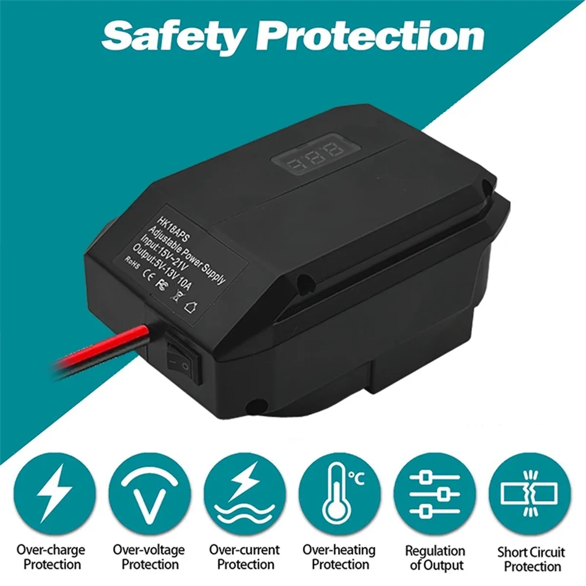 

AA25 HK18APS Converter for for 18V Lithium Battery Adapter Cigaretter Voltage Regulator