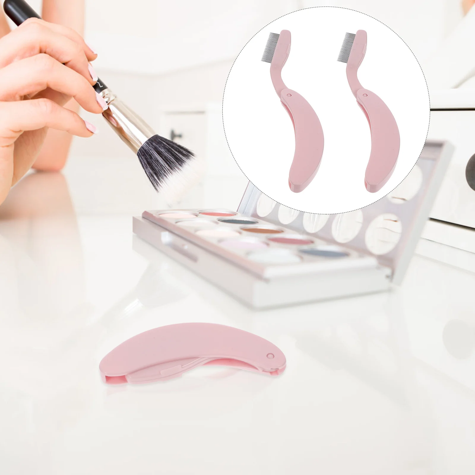 2 قطعة مجموعة مشط الرموش والحواجب من الفولاذ المقاوم للصدأ أداة مكياج محمولة لتشكيل الرموش هدية تجميل للنساء #1