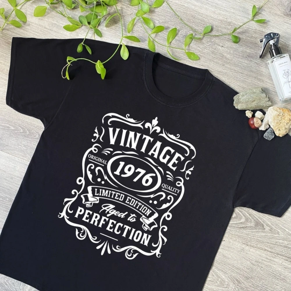 1976 Birthday T Shirt Funny Vintage Bday Style Top Birth Date Year Cool Gift Tee Ideas for Grandad  Short-sleeve O-neck