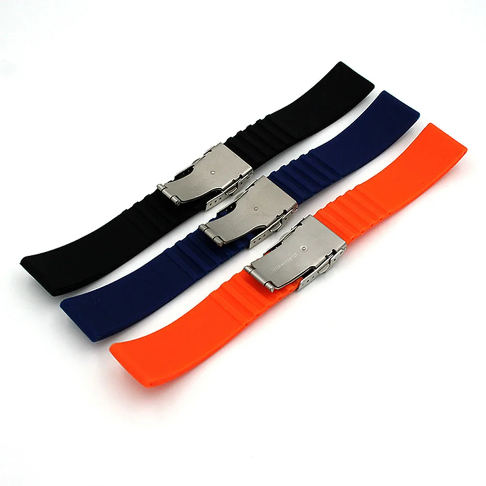 

20Mm Silicone Watch Strap Replacement Robust Design Smooth Surface Breathable Material Secure Fit for Most Watches Orange