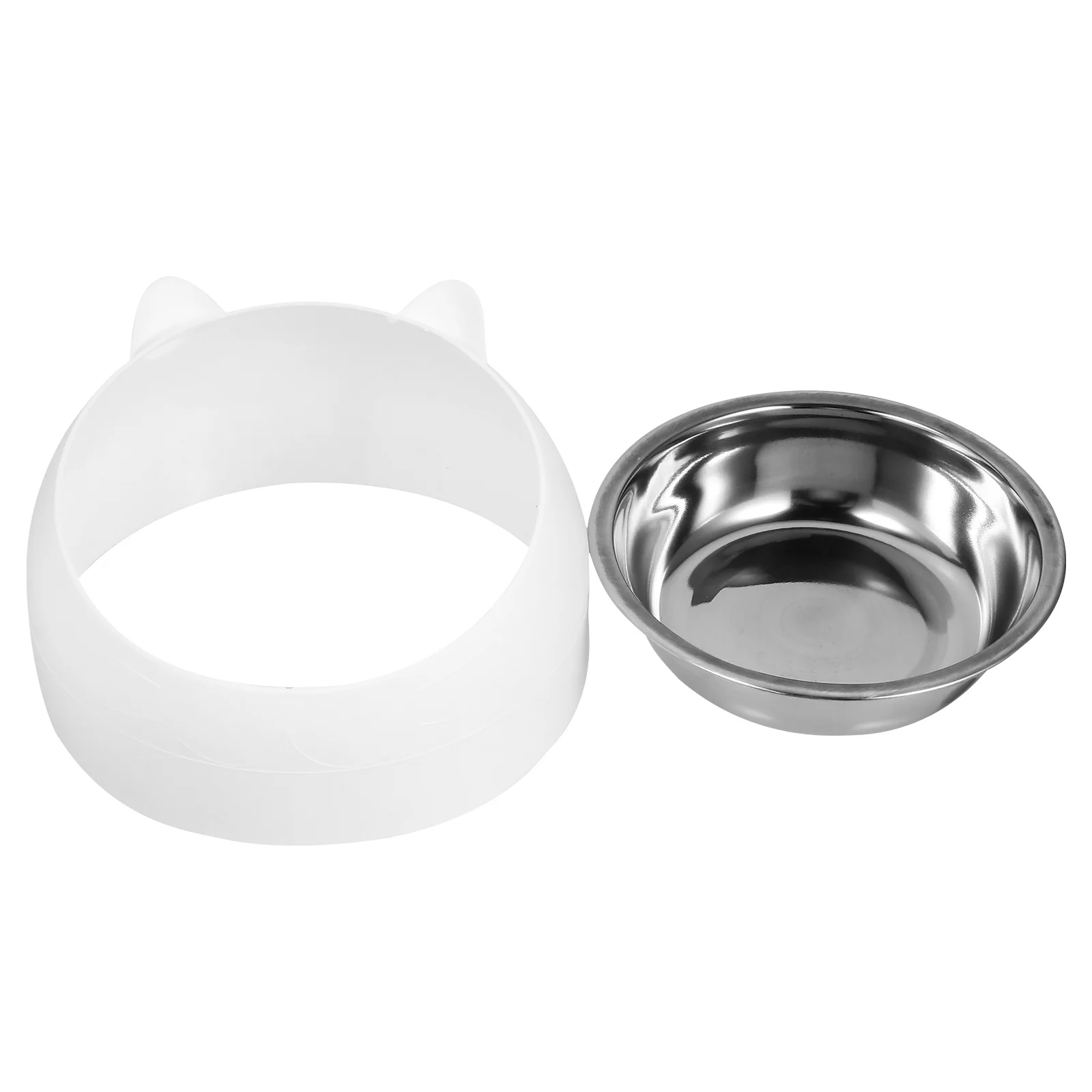 

1 set 1 Set Anti-Spill Cat Elevated Neck Relief Pet Feeder Stainless Steel Bowl For Comfortable Eating Pet Food Bowl Drinker
