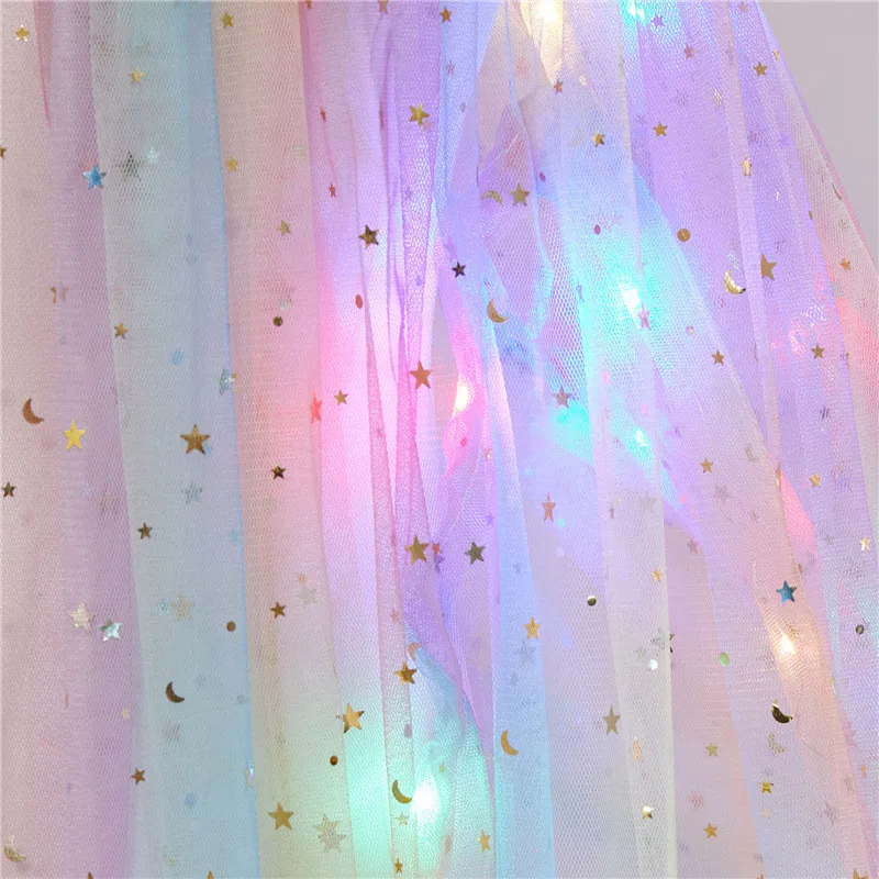 جديد الأميرة الفتيات مصباح ليد حتى الترتر عيد ميلاد كيب تألق توليت عباءة للأطفال حفلة التصوير الملابس والاكسسوارات #6