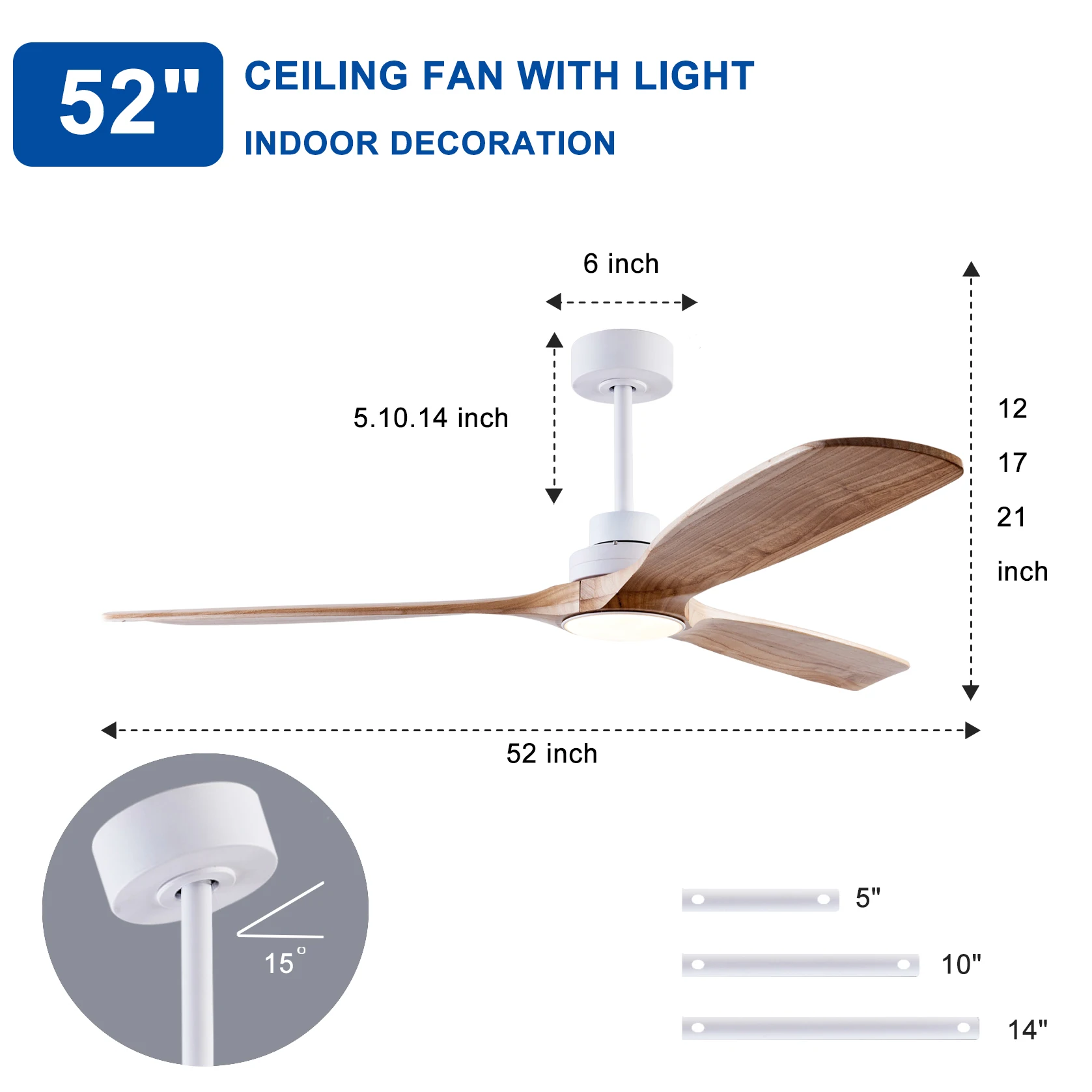 พัดลมเพดานไม้ธรรมชาติ ขนาด 42  - Ceiling Fan Dc Motor 52 Inch บทวิจารณ์และราคา