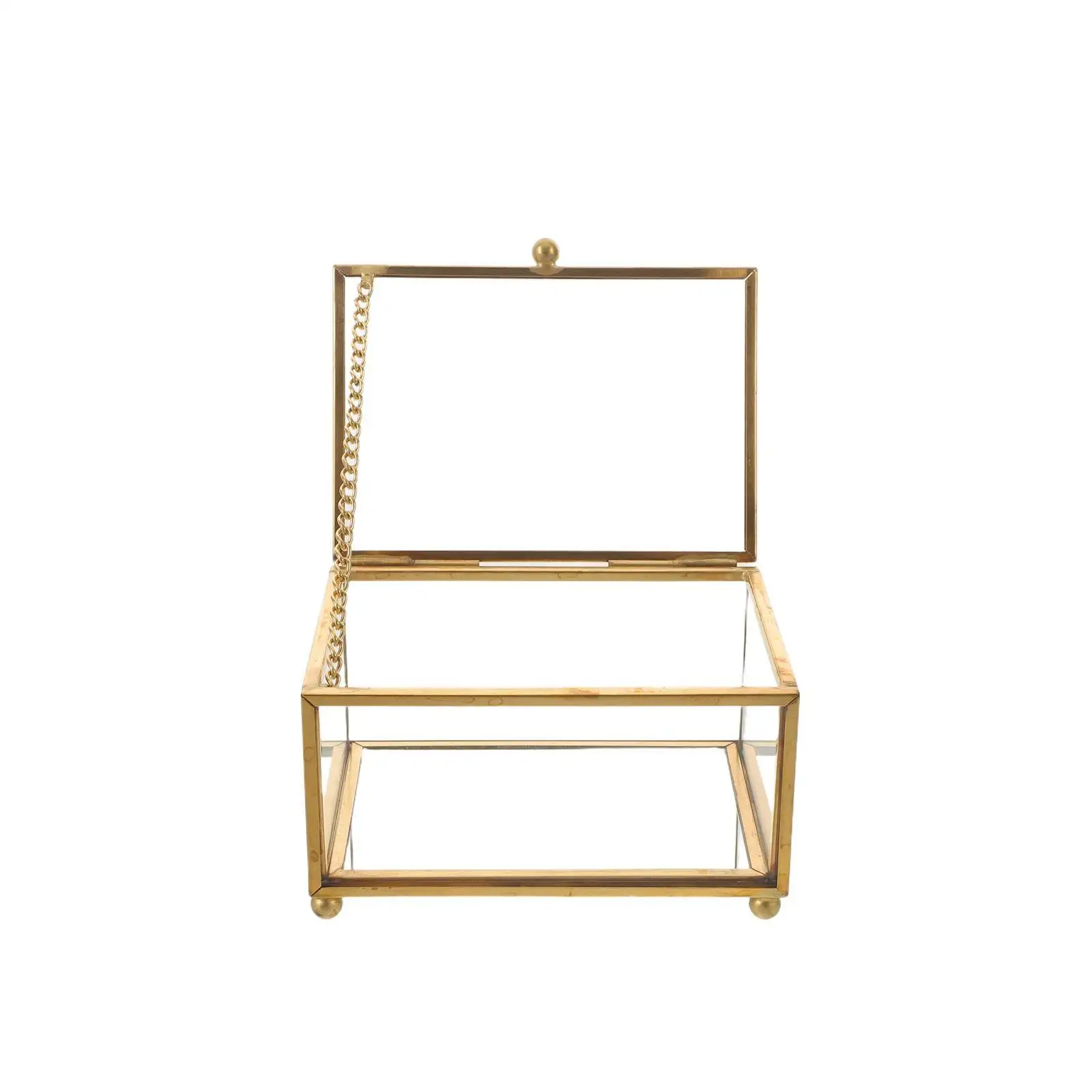 

Vintage Glass Jewelry Organizer Rectangle Lidded Display Case Clear Keepsake Storage Compact Retro Jewelry Box for Bedroom