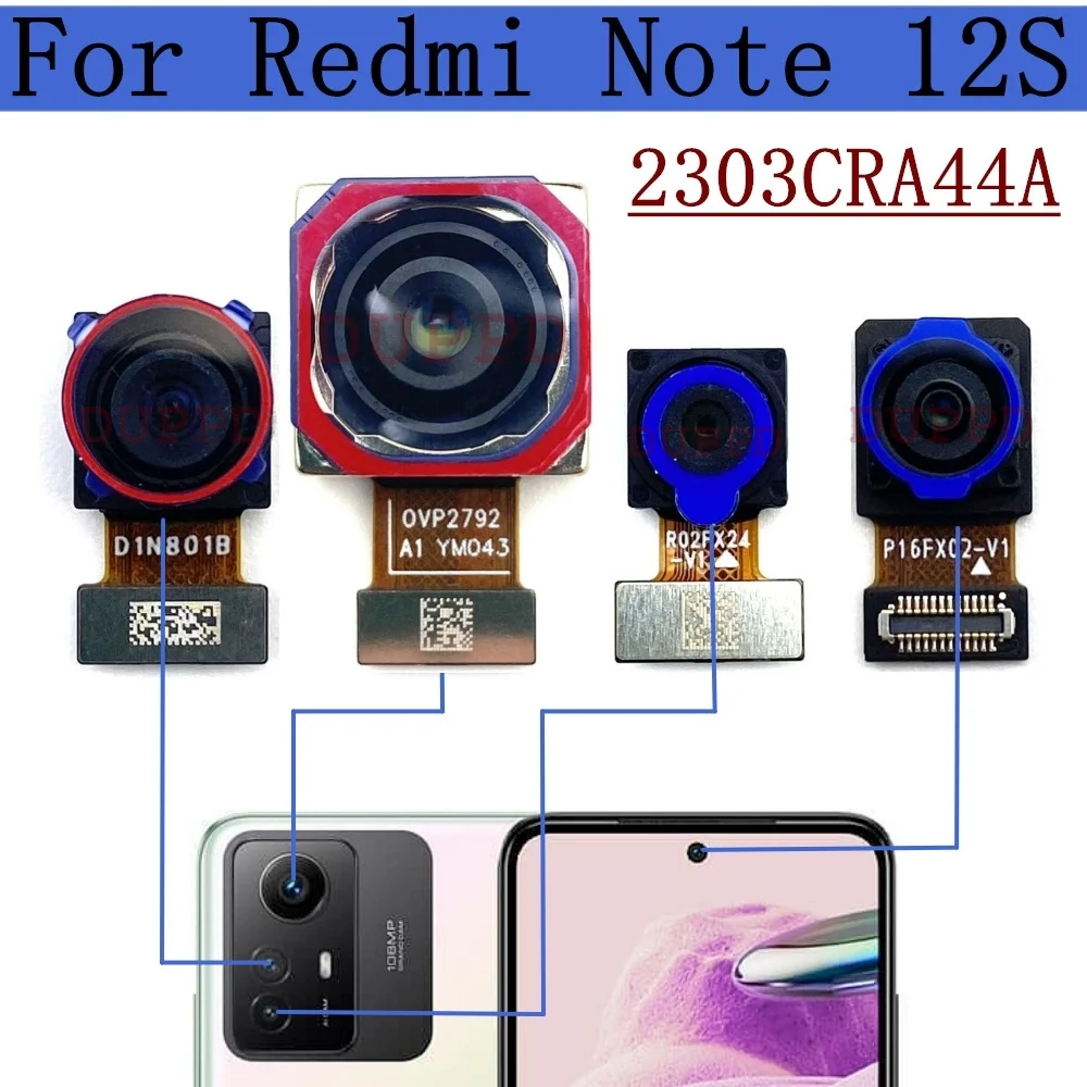 Rear Back Main Camera For Xiaomi Redmi Note 12S 2303CRA44A Front Wide Camera Module Flex Parts