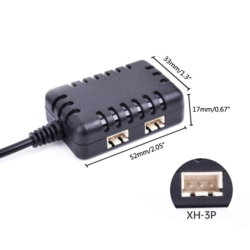090F Caricatore USB per 7.4V 2 IN1 1000MAH XH-3P Plug per RC per batteria per auto