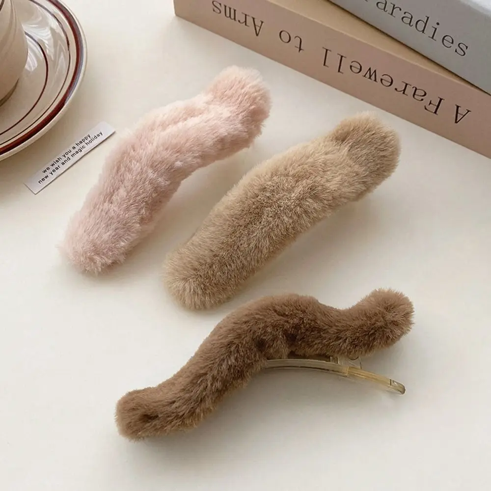 

New Grip Clip Faux Fur Hair Clip Korean Winter Duckbill Large Hairpins Hair Pins Women Girls