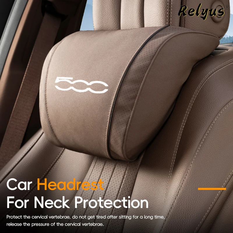 Car Nappa Headrest 3D Comfortable Neck Pillows Seat Support For Fiat 500 Tipo grande punto ducato bravo palio panda Accessories
