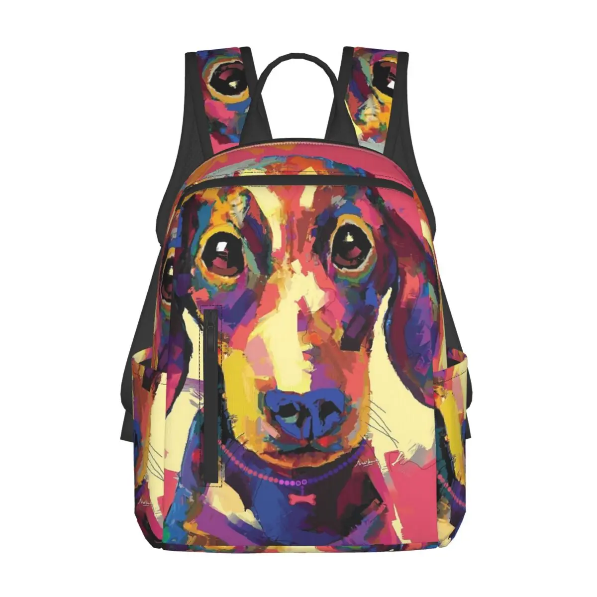 ダックスフント-バックパック-デイパック-大容量-男の子-女の子-ブックバッグ-スクールバッグ-ショルダーバッグ-メンズ-レディース
