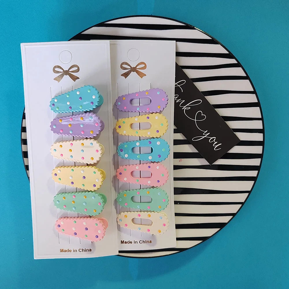 6 Stück europäische und amerikanische niedliche bunte gepunktete Haarnadeln, seitliche Haarspangen für Mädchen, Frauen, Kinder, Party, koreanische Haaraccessoires – Detail 2