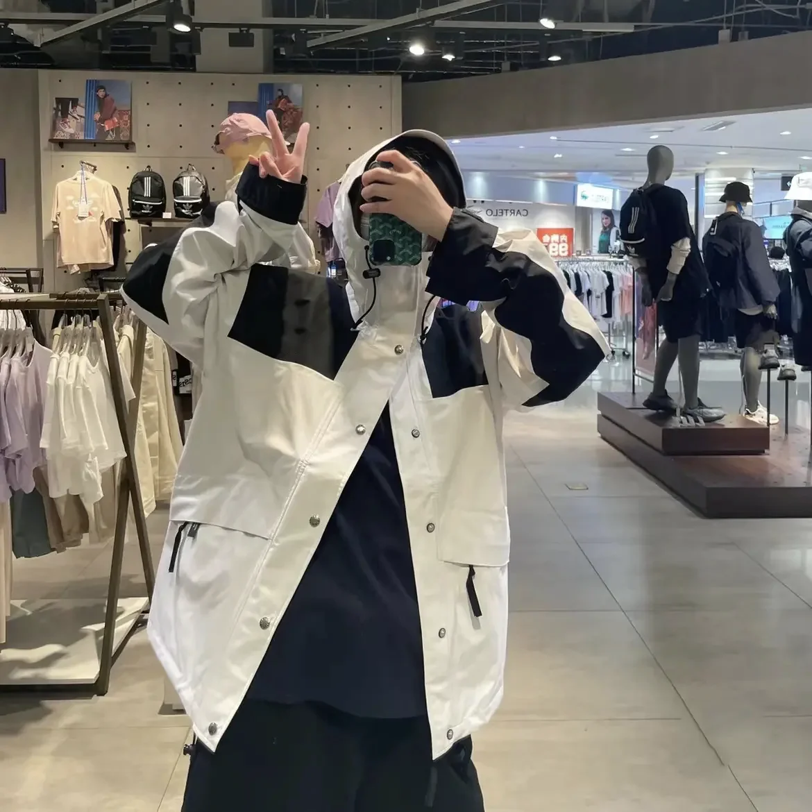 

Outdoor Waterproof Breathable Hooded Jaet Couples Matching Men's Women's Faion Urban Sle Long Sve Stand Fit Coat