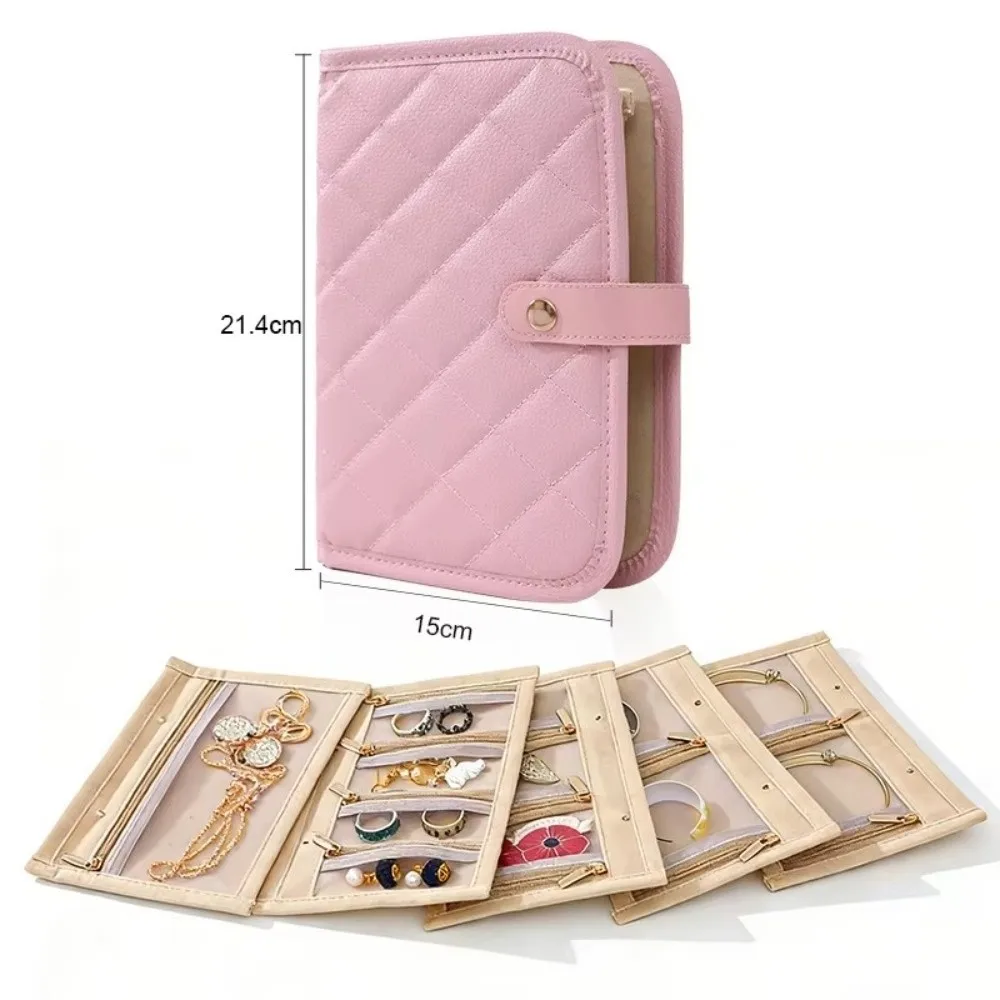 Velvet Jewelry Storage Book Transparent Zipper Pouch Luxury PU Leather Binder Storage Book Large Capacity Detachable Pages