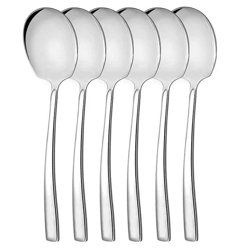 6Pcs Heavy-Duty Stainless Steel Serving Spoons Set for Catering, Buffet Spoons Serving Utensils Restaurant Supplies