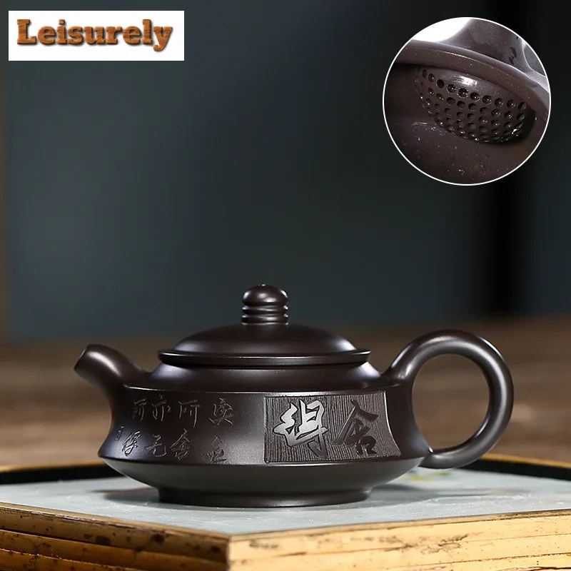 140ml Creative Yixing Purple Clay Teapots Master Handmade Circle Pot Raw Ore Black Mud Tea Maker Kettle Zisha Tea Set Ornaments