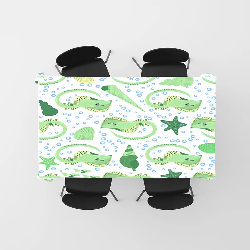 مفرش طاولة ديناصور غريب الأطوار للأطفال مجموعة مفرش طاولة مطبوع عليه عالم أخضر تحت الماء ديكور منزلي حديث لامع لغرفة الطعام أو K