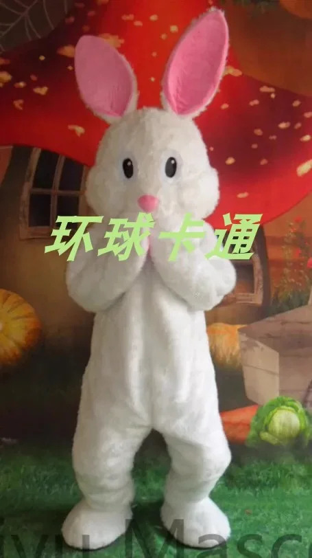 Costume de mascotte de lapin de Pâques blanc pour adultes, robe d'Halloween et de Noël, tenue d'accessoires complets, nouveau