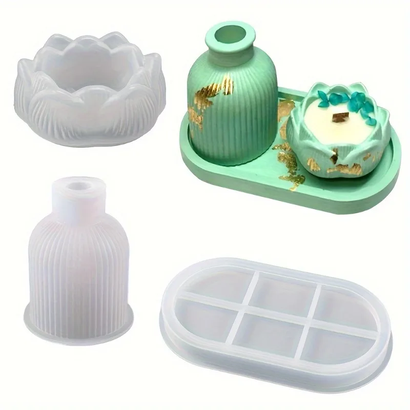 3-teiliges Silikonformen-Set für Epoxidharz, Beton & Gips – Quadratische Formen mit mehreren Mulden für DIY-Bastelarbeiten, Kerzenhalter, Vasen, dekorative Behälter, geeignet für Harz, Zement,