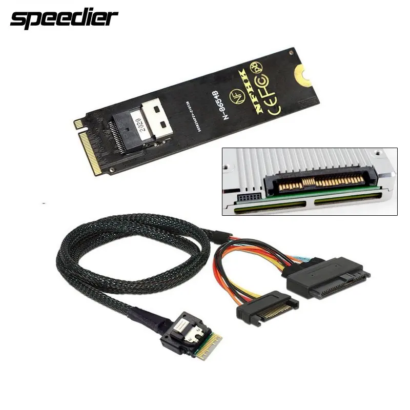 

50cm NGFF M-Key NVME To SFF-8654 Slimline SAS Card Adapter and U.2 U2 SFF-8639 NVME PCIe SSD Cable for Mainboard SSD