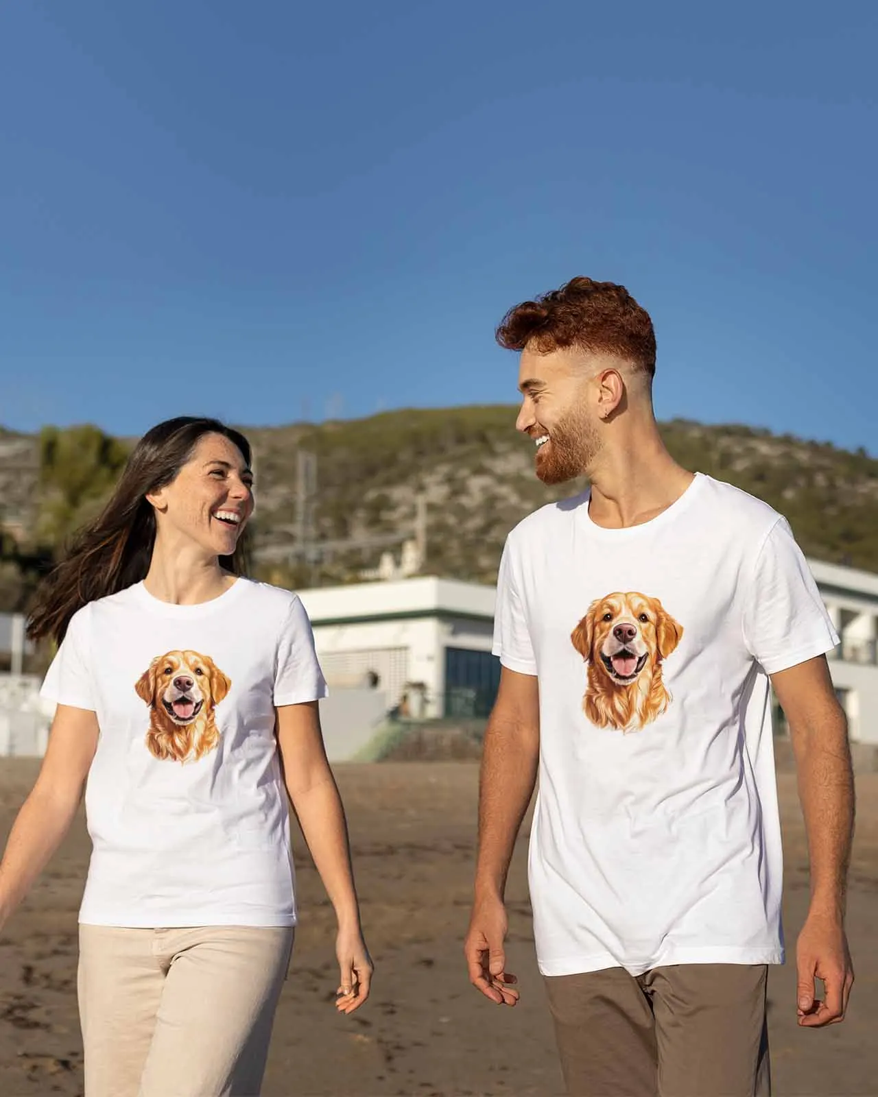 Golden Retriever Patrol Dog Couple T Shirt Lovers Short Sleeve O Neck Loose Tshirt Fashion Woman Man Tee Shirt