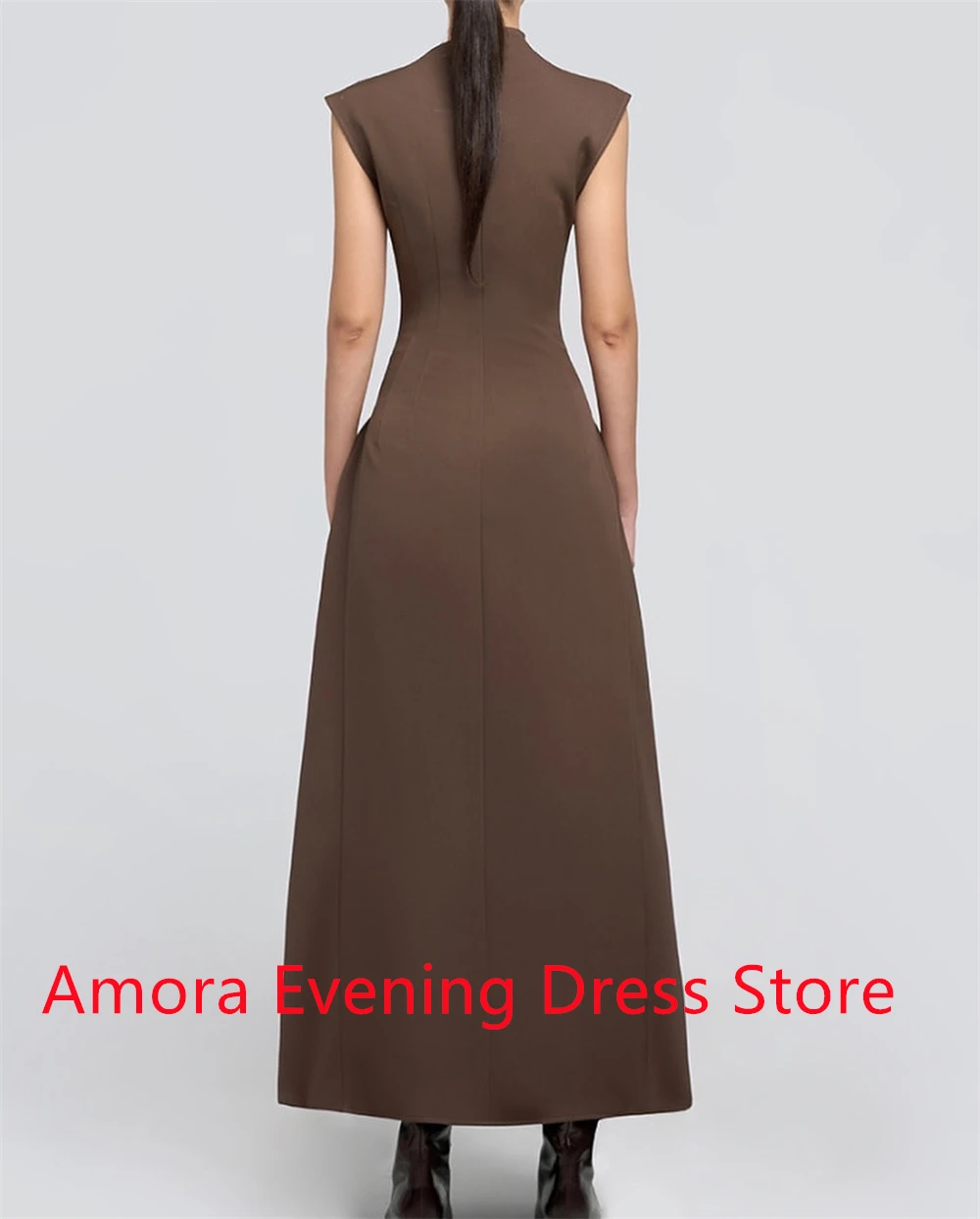 ที่กําหนดเองอารมณ์ Jersey ชุดราตรีคุณภาพสูงลูกเรือคอหมวกแขนกุดซิปด้านหลัง Bespoke โอกาส Gowns