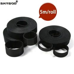 5m/roll Cable Ties Reusable Loop Bundle Self Adhesive Black Nylon Strap Organizer Clip Wire Holder Management Fastening Tape