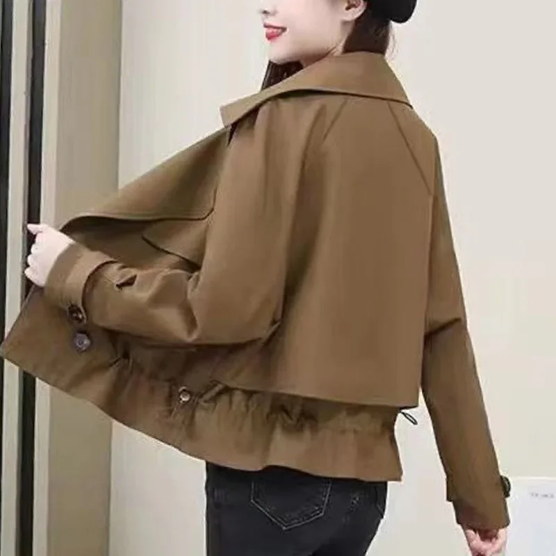 

New Spring and Autumn Fashion Commuter Casual Loose Korean Double Breasted Oversize Versatile Women's Short Trench Coat V1682