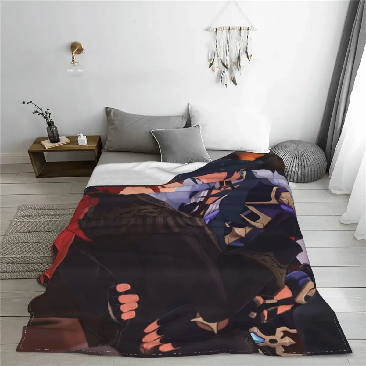 Diluc Kaeya Lgbt Blanket Fleece Genshin Impact Anime Soft Throw Blanket for Bedroom Sofa Bedspread