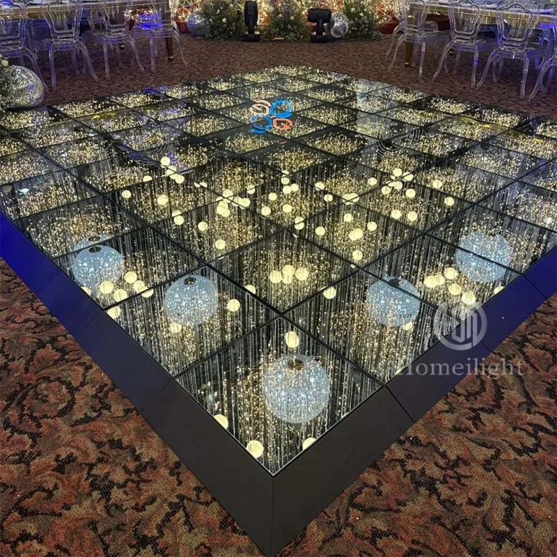 

Tempered Glass 3D Starry Dance Floor LED Star Mirror Dance Tile for Wedding Event Show Rental