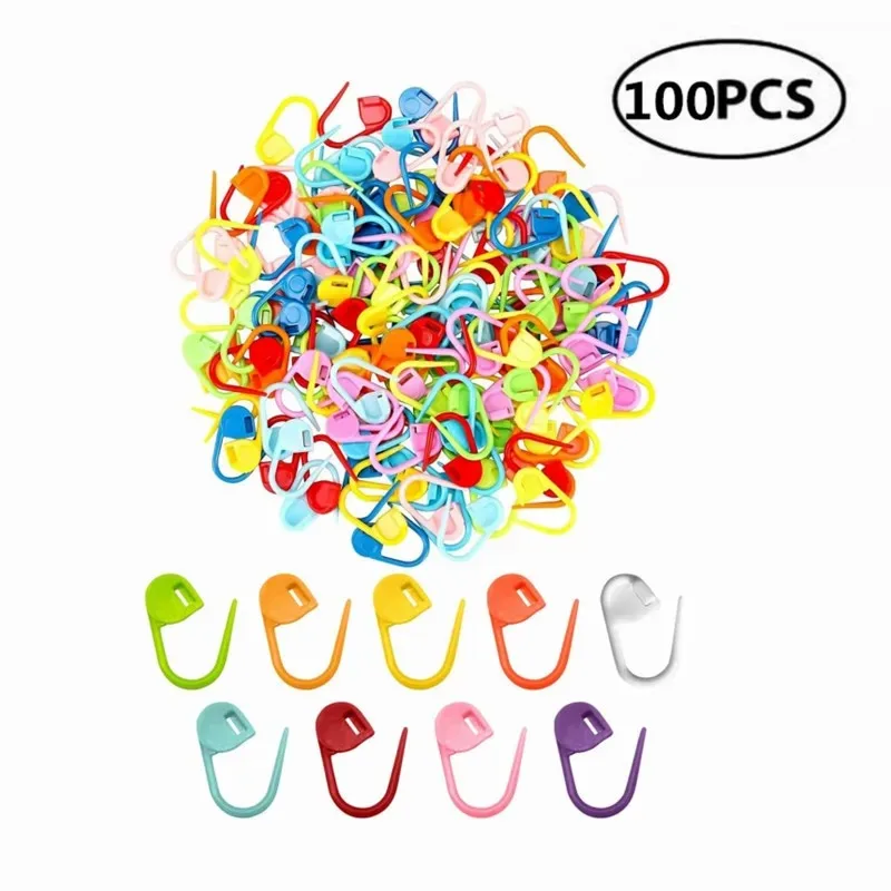 100 Stück bunte Strickmarker, Häkelclips, Häkelnadeln, große Stichmarker, Verriegelungsstich, Strickplatzmarker, DIY-Handwerk
