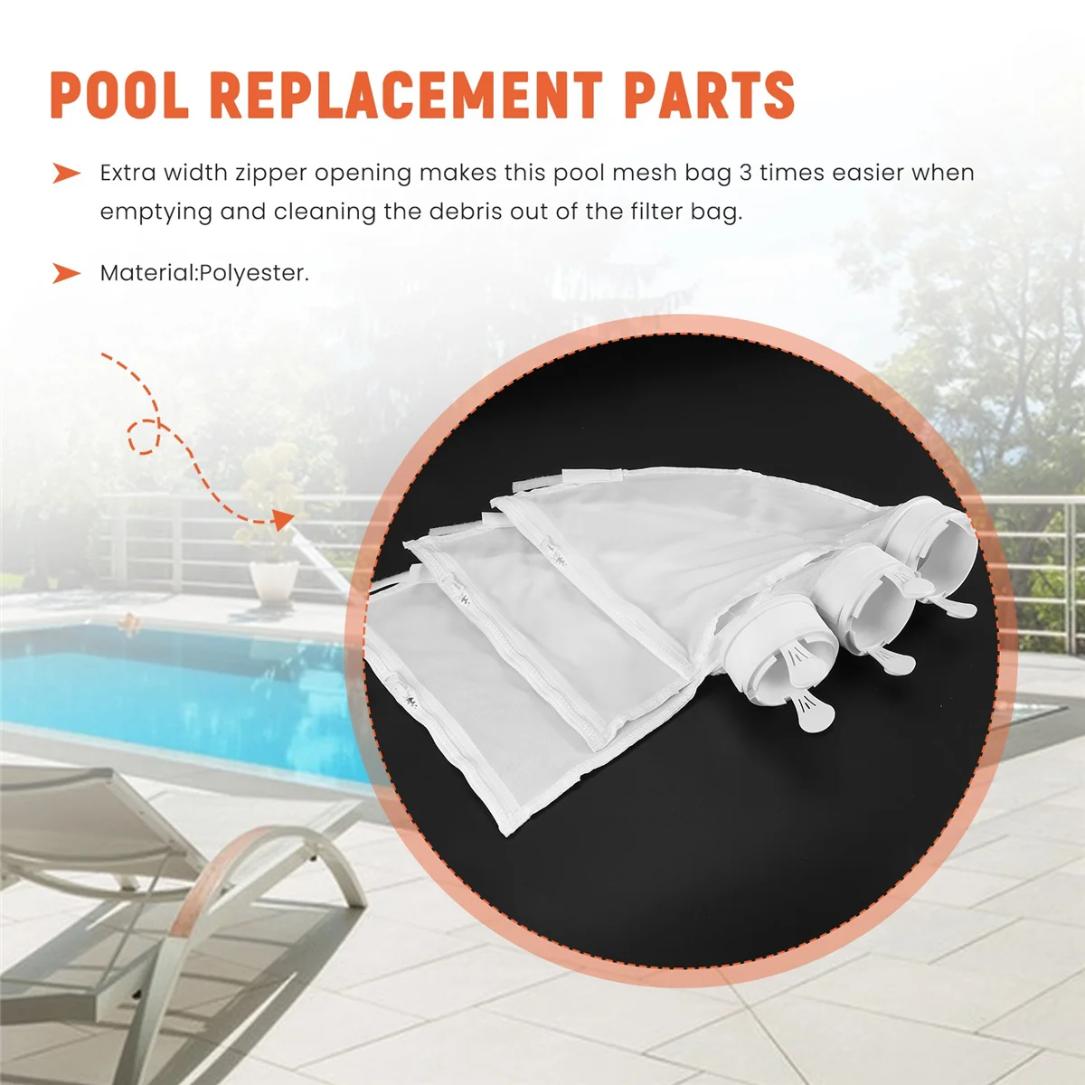 3PCS Zippered Bag Replacement Fits for 280,480 Pool Cleaner All Purpose Filter Bag Swimming Pool Cleaner Bags