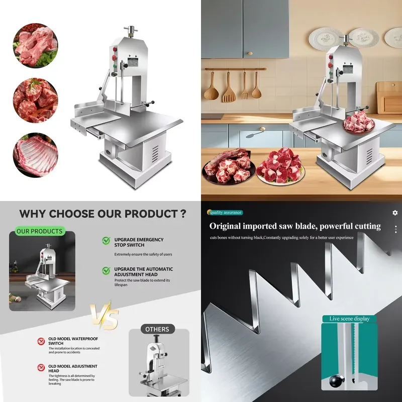 Heavy Duty Bone Saw Band Saw Meat Cutter Multifunctional for Butchers Restaurants and Bakeries 220V 40kg 1 Year Warranty