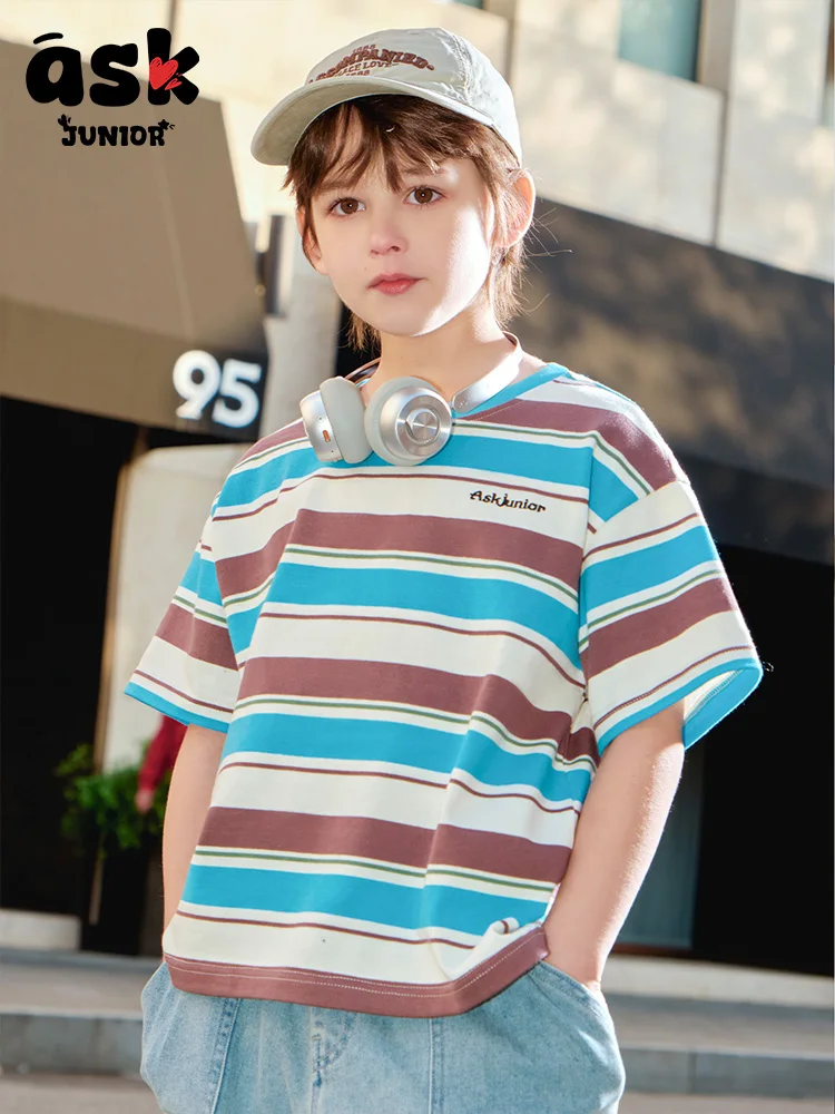 قميص بولو مخطط مطرز بحروف صيفية من توين بويز #4