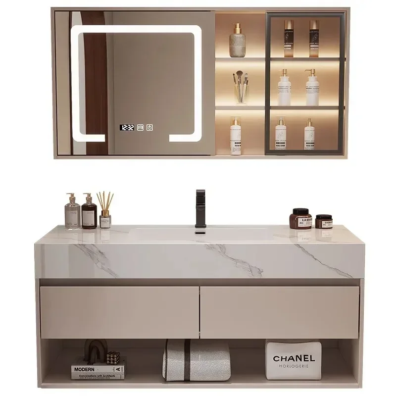 

Bathroom Cabinets Slate Integrated Basin Bathrooms Vanity with Sink Combo,Large Storage Soft-Close Doors Vanity,Bathroom Dresser