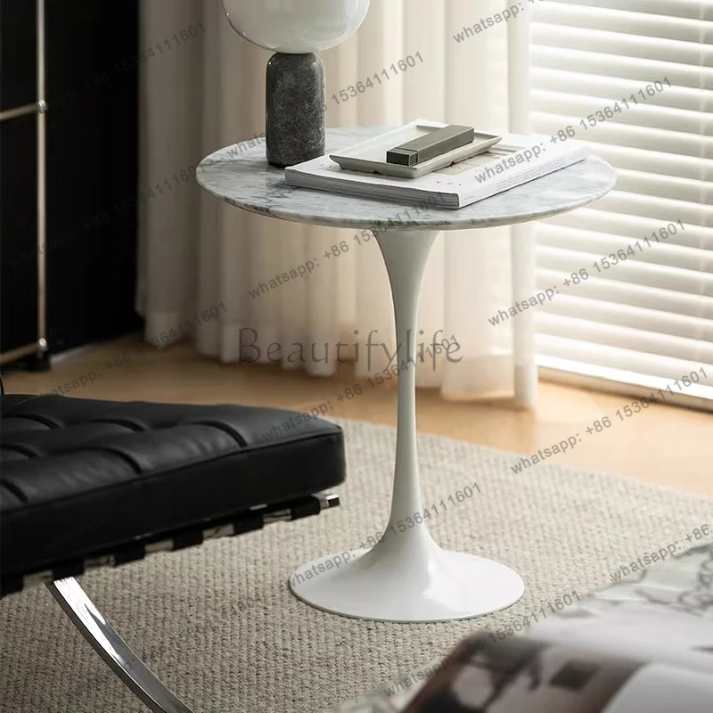 

Nordic light luxury tulip coffee table, marble household living room small apartment sofa side table