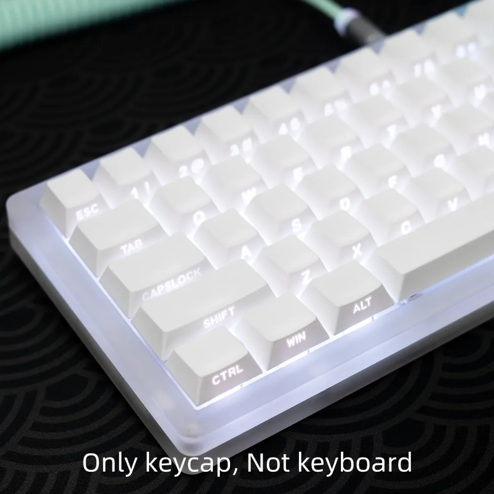 GEFENSI Side-etched Translucent OEM Keycap PBT 6.25U Space 130 Keys Are Suitable For Most Mechanical Keyboards (61/75/99/100/104