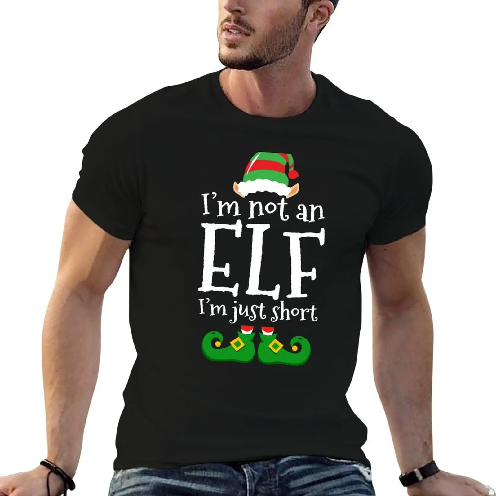I'm Not An Elf I Am Just Short Christmas Elf Funny Costume T-Shirt vintage anime shirt shirts graphic mens fashion
