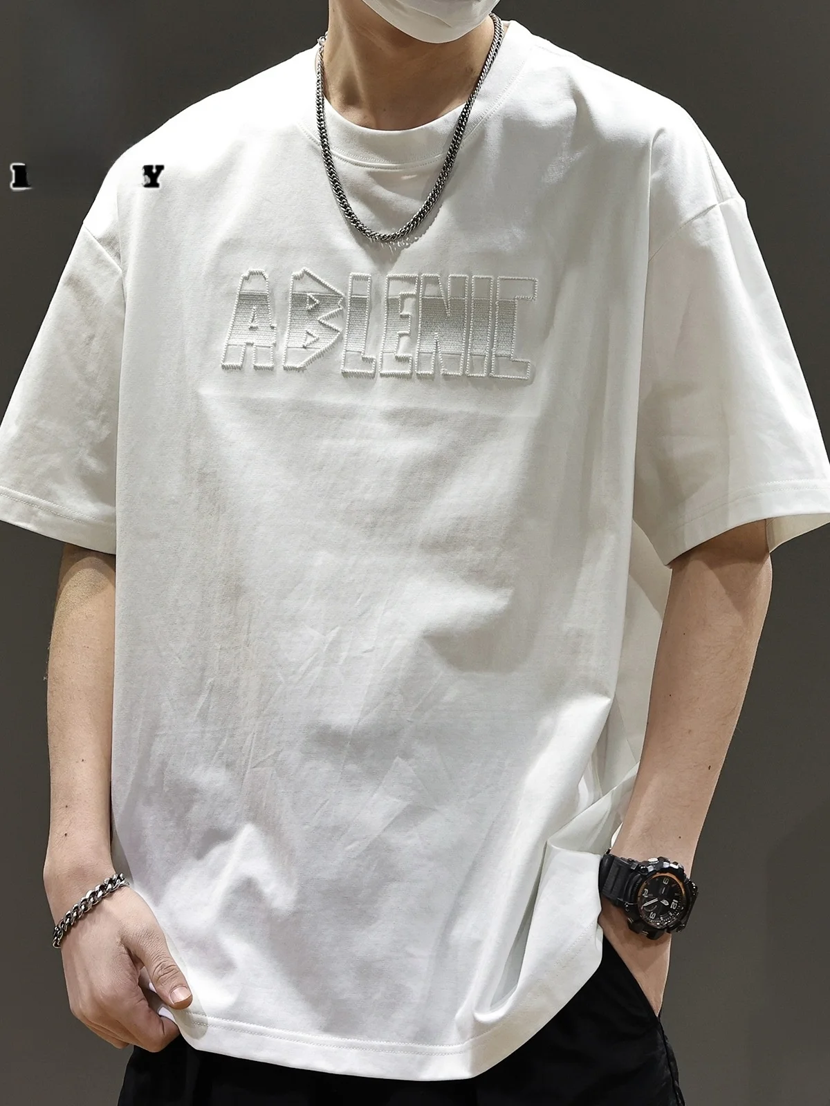 

Мужская футболка оверсайз из хлопка и полиэстера, летняя, повседневная, в уличном стиле, молодежная, модная