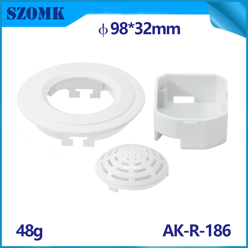 98*32mm Round White Abs Embedded Smoke Sensor Cover Ceiling Hole Concealed Air Humidity Temperature Sensor Housing Plastic Shell