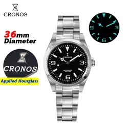 Cronos EX Mechanical Men Watch 36mm NH35 AutomaticSapphire Glass Bushed Bracelet 10ATM  L6019