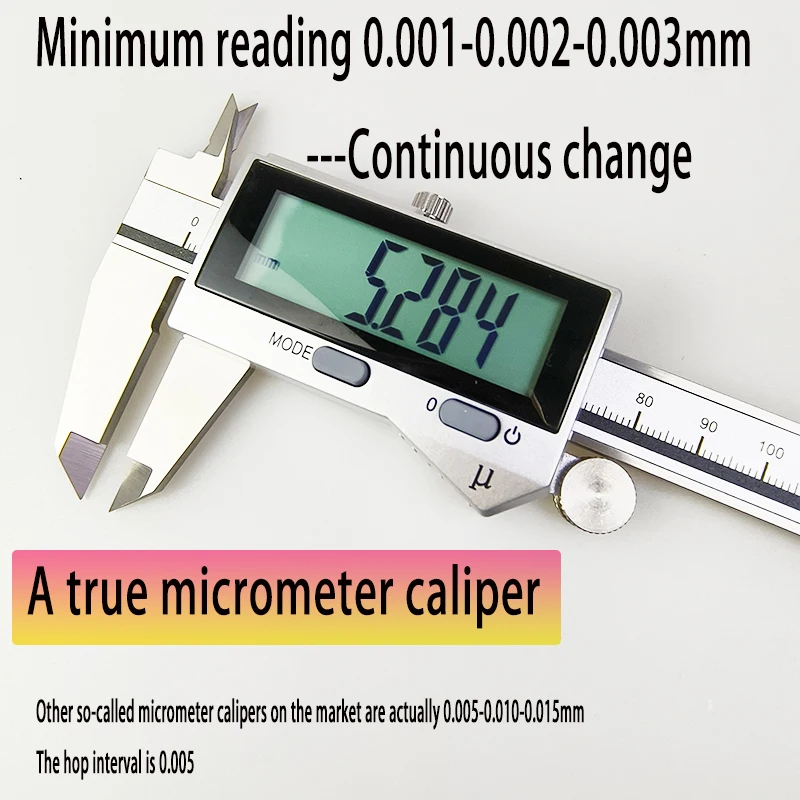 High-precision digital micrometer vernier caliper resolution 0.001mm thousandths Three decimal places electronic μ micron