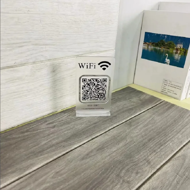 Custom Wifi QR Code Business Frosted Sign Mini Stocking Stuffer Scan to Connect Sign Social Media Sign QR Code Logo Sign