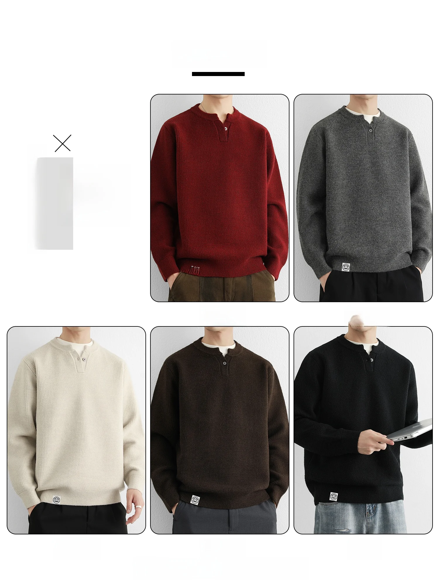 PaulFrank Men's V-Ne Knitted Sweater Texture Casual Red Color Spring Faionable Ci Sle Long Sve Soft Comfortable