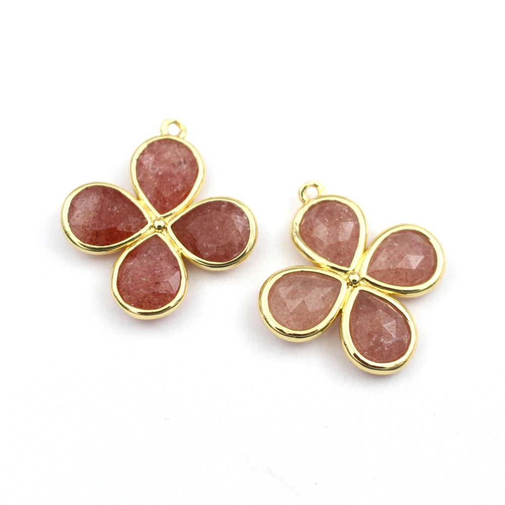 4pcs DIY Jewelry Accessories Faceted Cross Shape Natural Labradorite Amazonite Quartz Stone Pendant Charms for Earrings Necklace