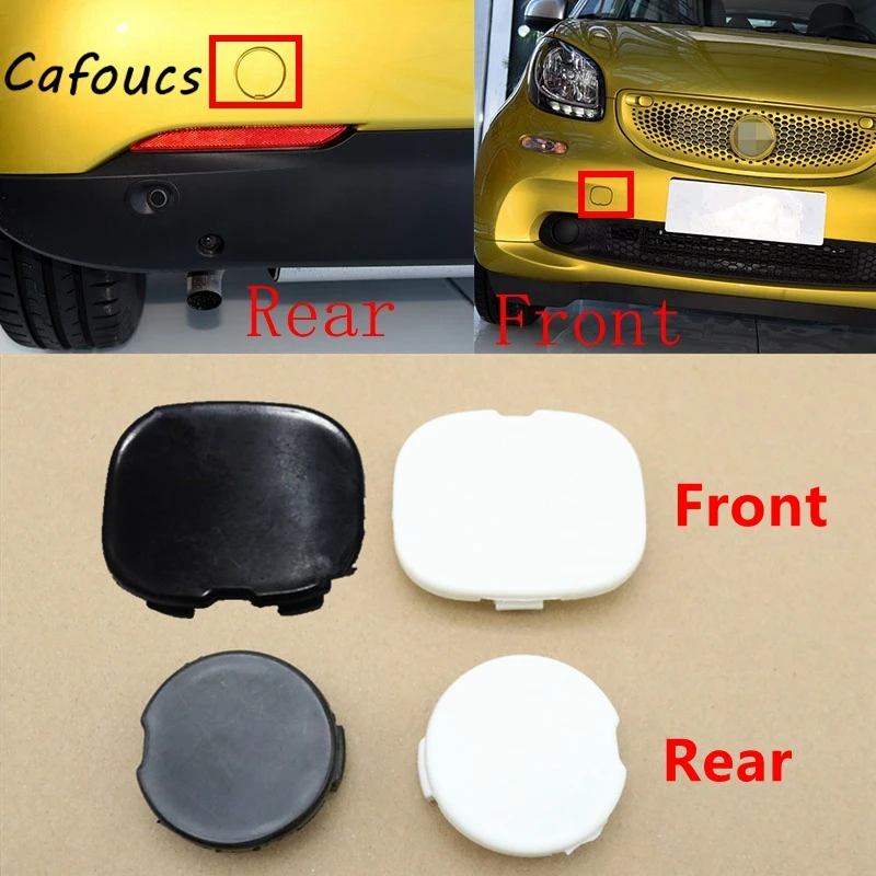 Cafoucs Unpainted Front /Rear Bumper Tow Hook Eye Cover Cap Fit for Smart Fortwo 453 2016 2017 2018