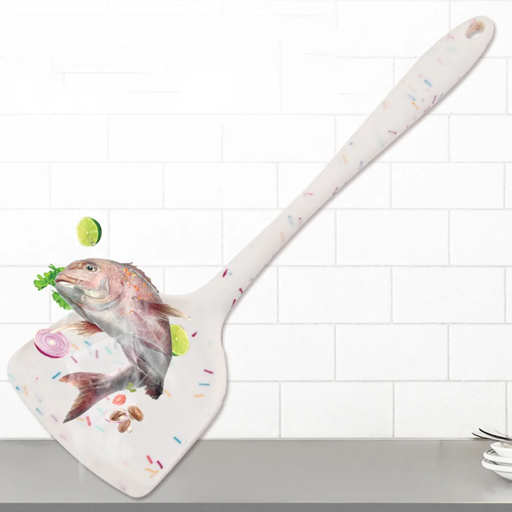 Non-Slip Silicone Pan Spatula Heat Resistant Long Handle Kitchen Cooking Shovel Wok Spatula Non-Stick Cooking Utensil for Daily view 4