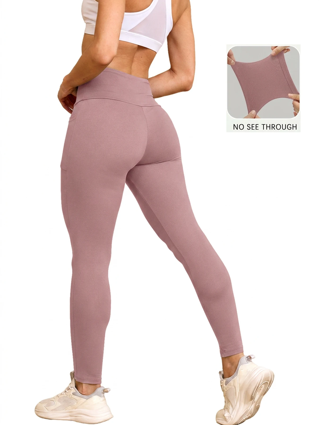 Super Soft Sports Leggings for Women with Pockets High Waisted Tummy Control Workout Yoga Running